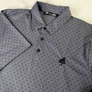 Travis Mathew Polo Shirt Mens L Gray Geometric Casual Golf Lightweight Preppy